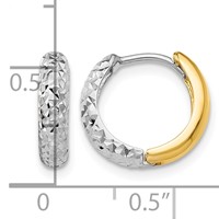 14K Two-tone Diamond-cut Hoop Earrings view 4