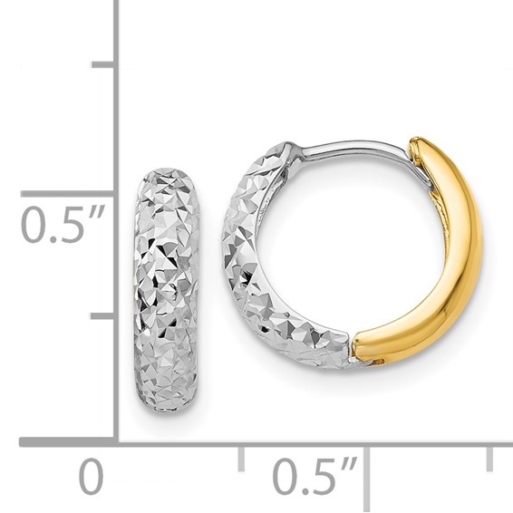 14k Two-tone Diamond-cut Hoop Earrings