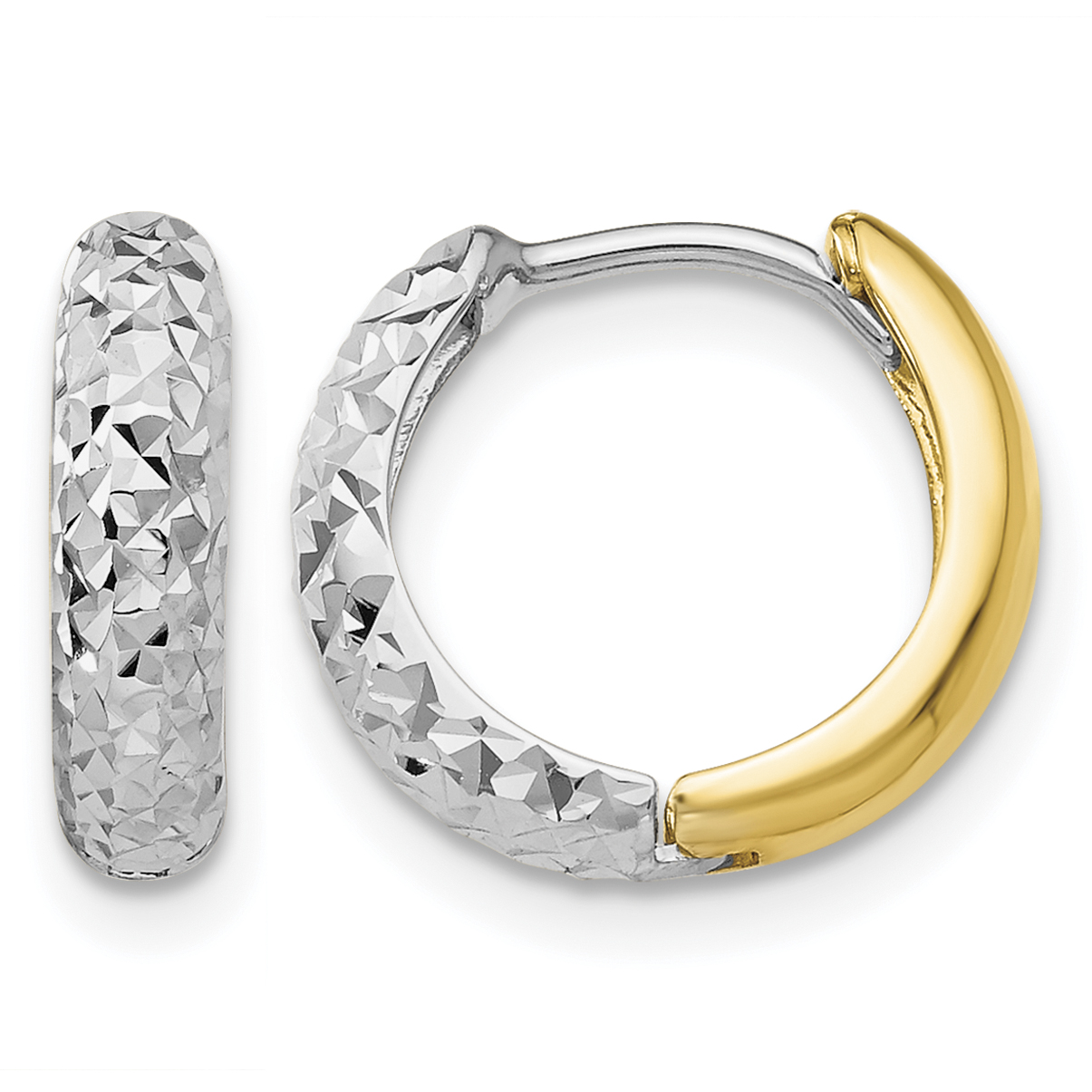14k Two-tone Diamond-cut Hoop Earrings (TM468)