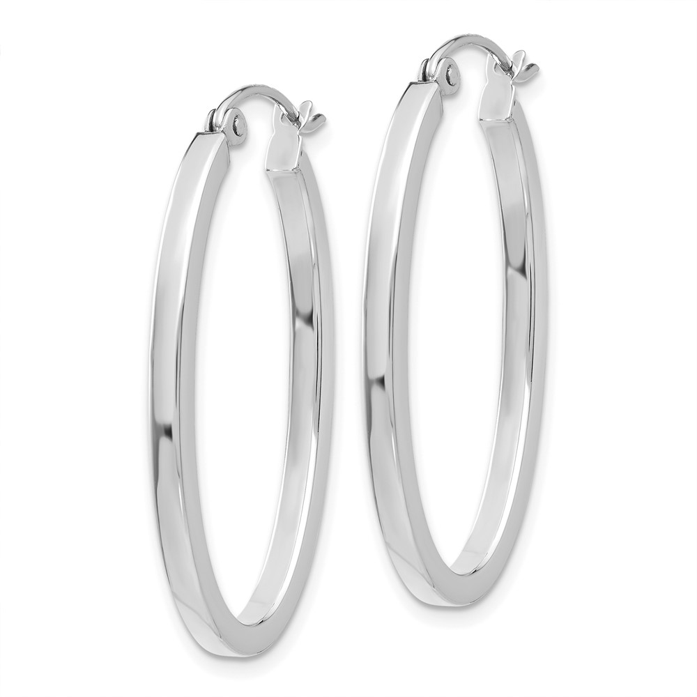 14k White Gold Oval Hoop Earrings (TM492)