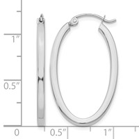 14K White Gold 2x 30mm Polished Oval Tube Hoop Earrings view 4