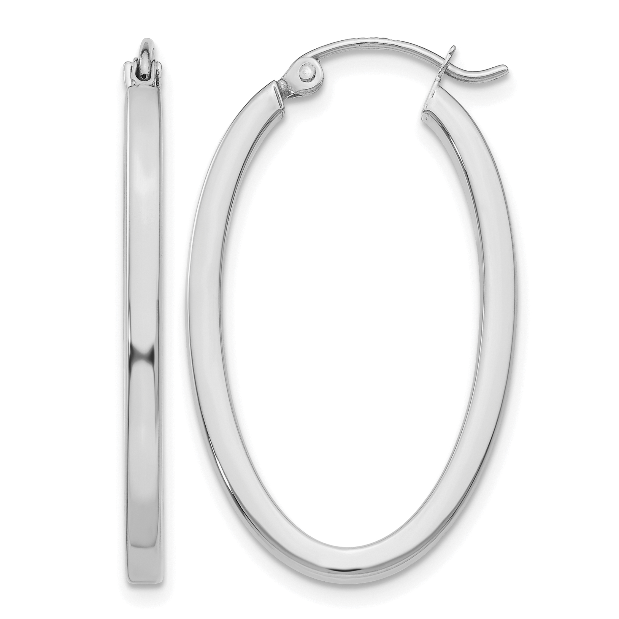 14k White Gold Oval Hoop Earrings (TM492)