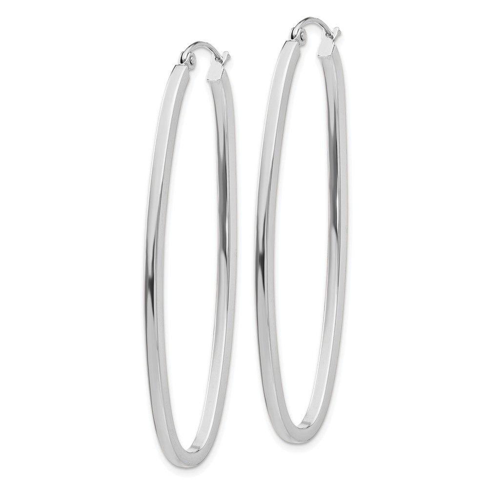 14k White Gold Large Oval Hoop Earrings (TM494)