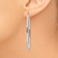 14K White Gold 2x 53mm Large Oval Tube Hoop Earrings view 3