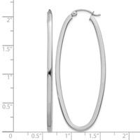 14K White Gold 2x 53mm Large Oval Tube Hoop Earrings view 4