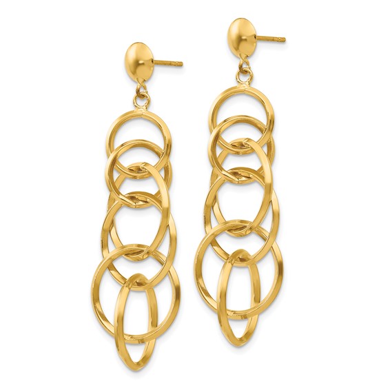 14k Intertwined Circles Drop Post Earrings