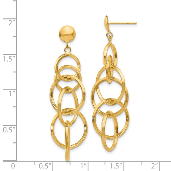 14k Intertwined Circles Drop Post Earrings