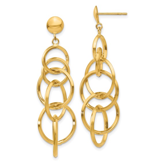 14k Intertwined Circles Drop Post Earrings