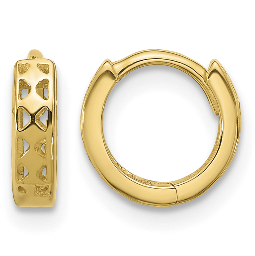 14k Cut-out Design Hinged Hoop Earrings (TM581)
