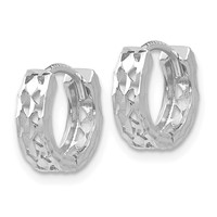 14K White Gold Cut-out Design Hinged Hoop Earrings view 2
