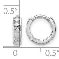 14K White Gold Cut-out Design Hinged Hoop Earrings view 4