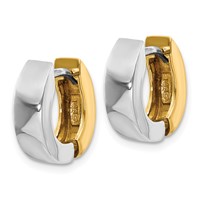 14K Two-tone Polished Hinged Hoop Earrings view 2