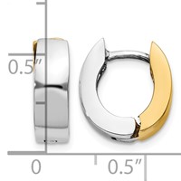 14K Two-tone Polished Hinged Hoop Earrings view 4