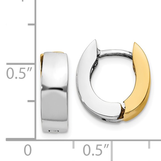 14k Two-tone Polished Hinged Hoop Earrings