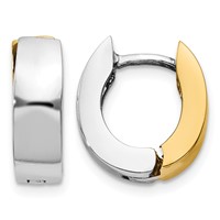 14K Two-tone Polished Hinged Hoop Earrings view 1