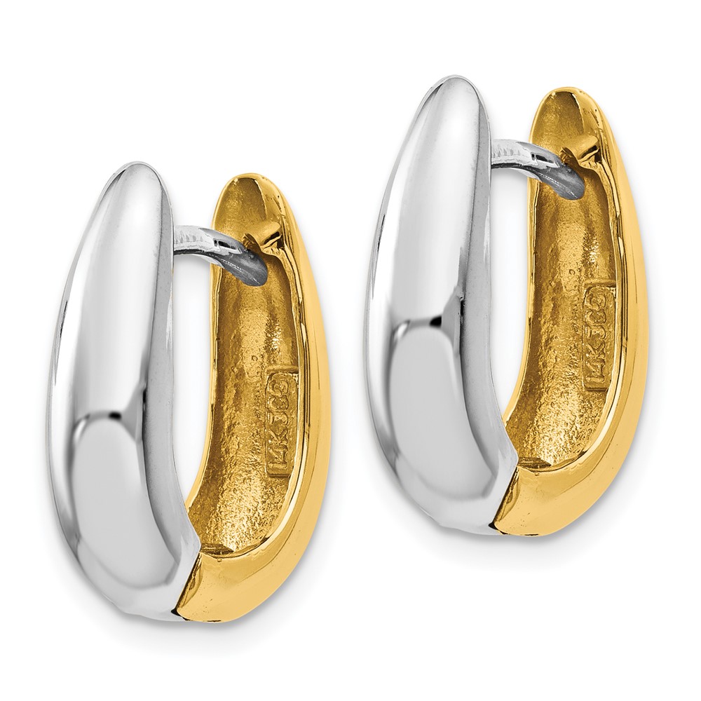 14k Two-tone U Shaped Hinged Hoop Earrings (TM586)