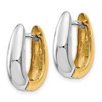 14K Two-tone U Shaped Hinged Hoop Earrings view 2