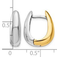 14K Two-tone U Shaped Hinged Hoop Earrings view 4