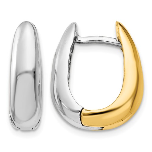 14K Two-tone U Shaped Hinged Hoop Earrings