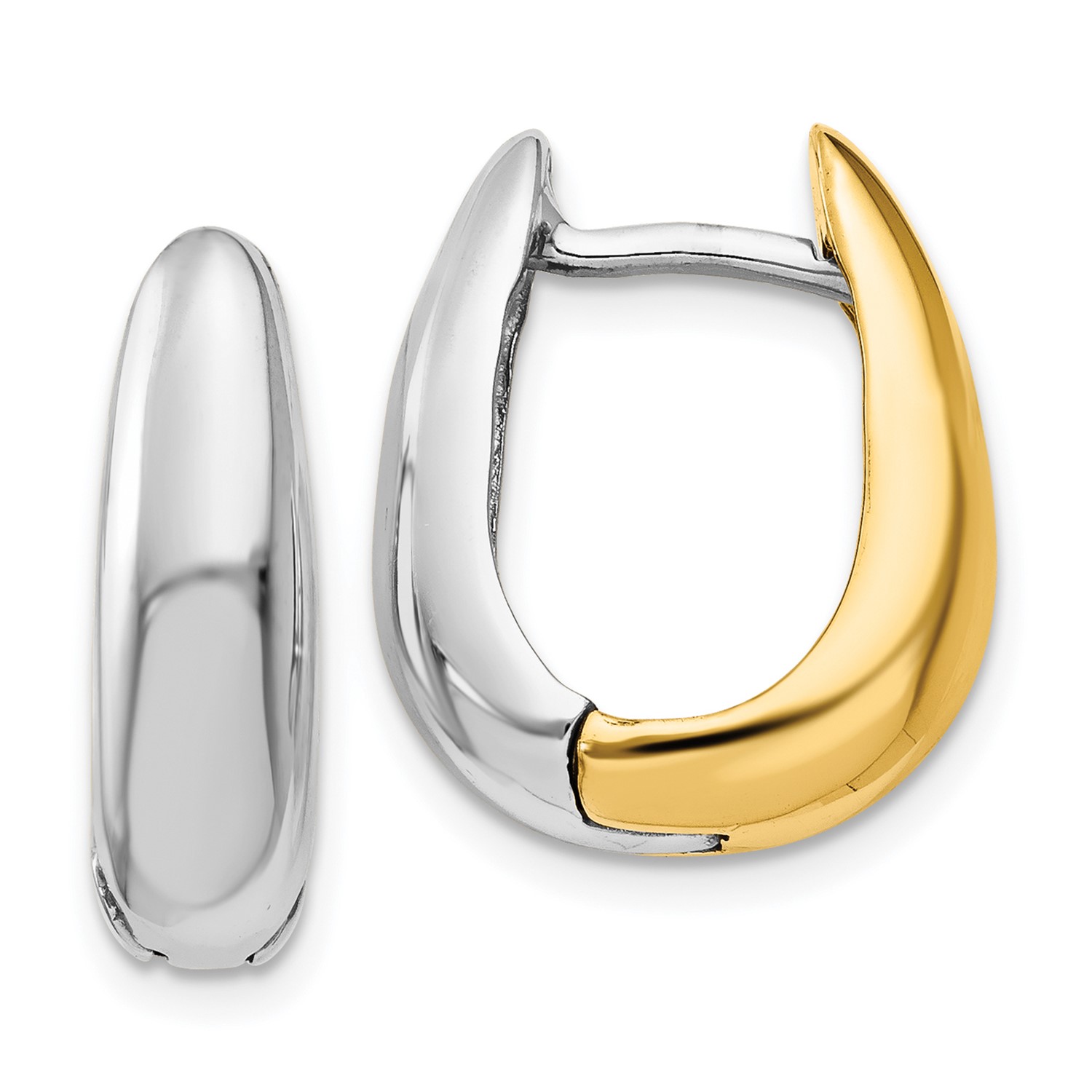14k Two Tone Gold U Shaped Hinged Hoop Huggie Style Earrings 0 5in Image Is Loading 14k Two Tone Gold U Shaped Hinged Hoop