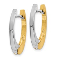 14K Two-tone V Shaped Hinged Hoop Earrings view 2