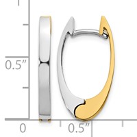 14K Two-tone V Shaped Hinged Hoop Earrings view 4