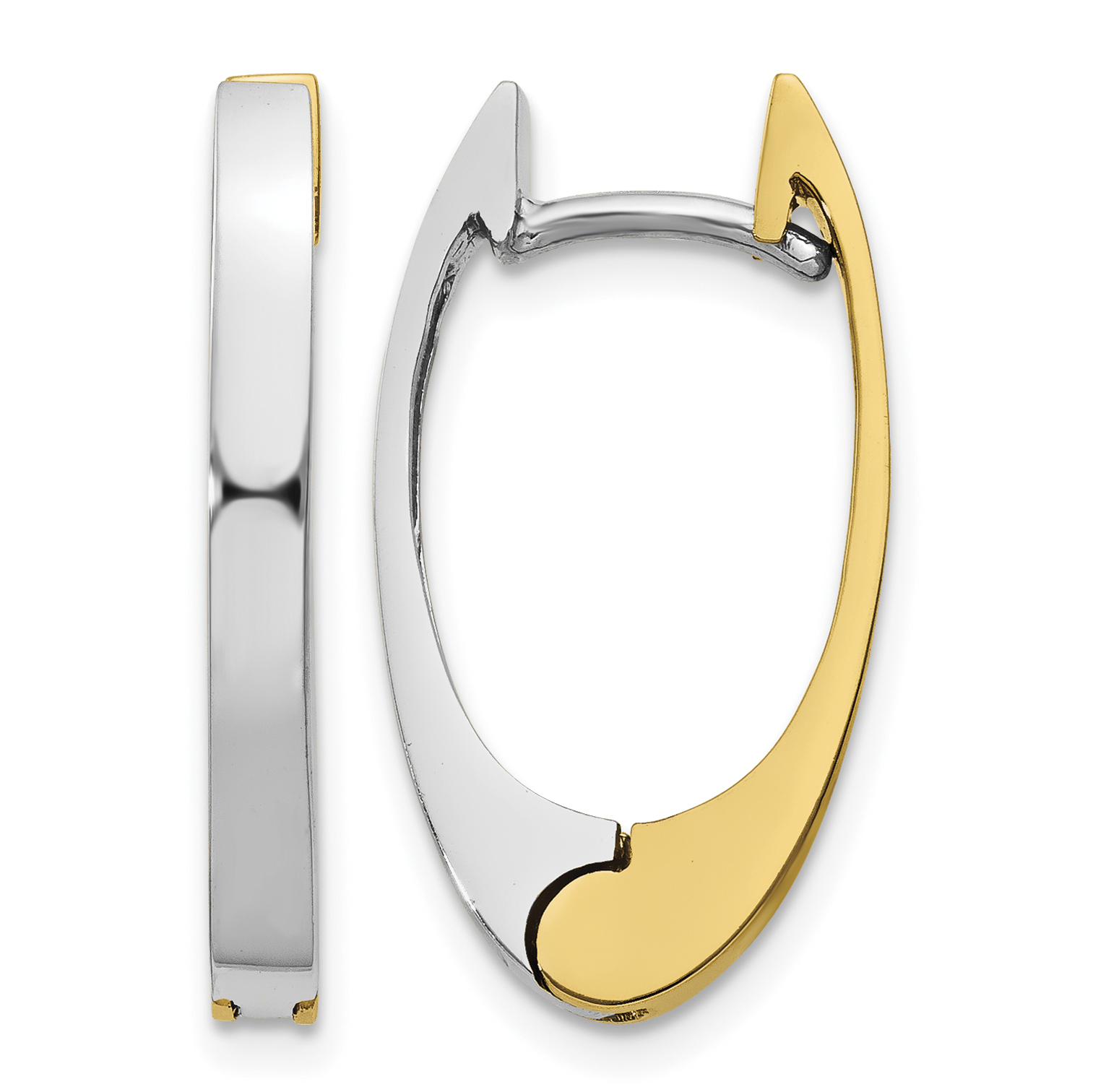 14k Two-tone V Shaped Hinged Hoop Earrings (TM587)