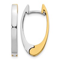 14K Two-tone V Shaped Hinged Hoop Earrings view 1
