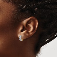 14K Two-tone Greek Key Hinged Hoop Earrings view 3
