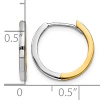 14K Two-tone Round Hinged Hoop Earrings view 4