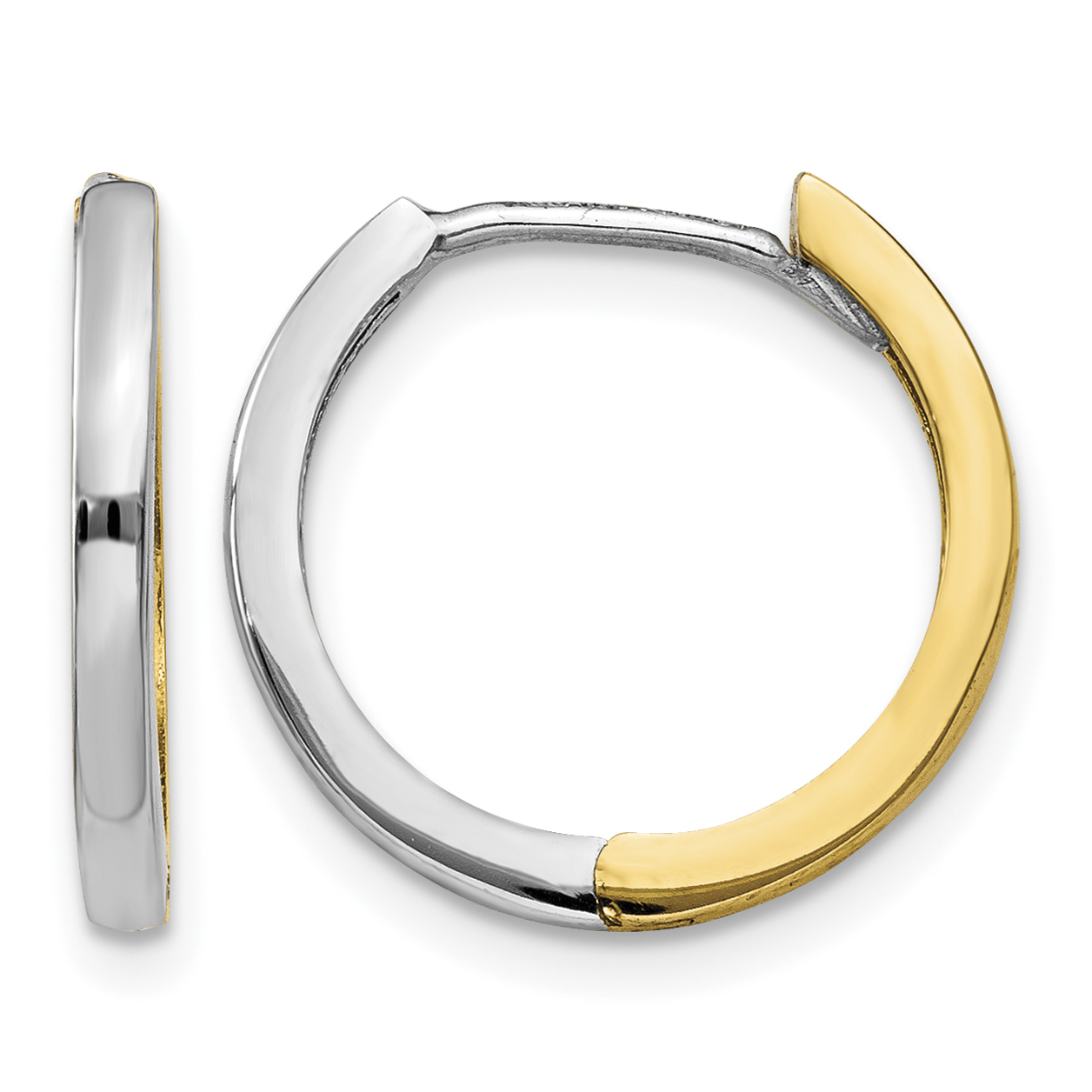 14k Two-tone Round Hinged Hoop Earrings (TM593)