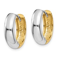 14K Two-tone Huggie Earrings view 2