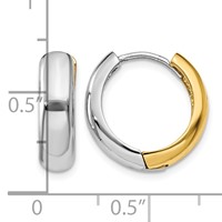 14K Two-tone Huggie Earrings view 4
