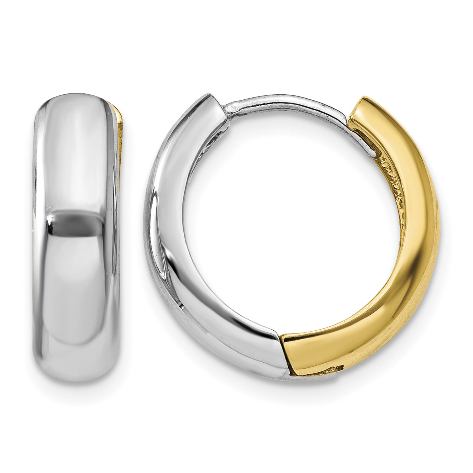 14K Two-tone Huggie Earrings (TM595)