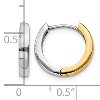 14K Two-tone Round Hinged Hoop Earrings view 4