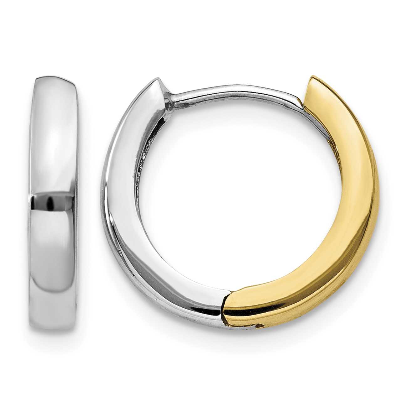 14k Two-tone Round Hinged Hoop Earrings (TM597)