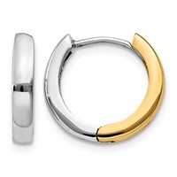 14K Two-tone Round Hinged Hoop Earrings view 1