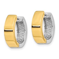 14K Two-tone Round Hinged Hoop Earrings view 2