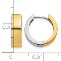 14K Two-tone Round Hinged Hoop Earrings view 4