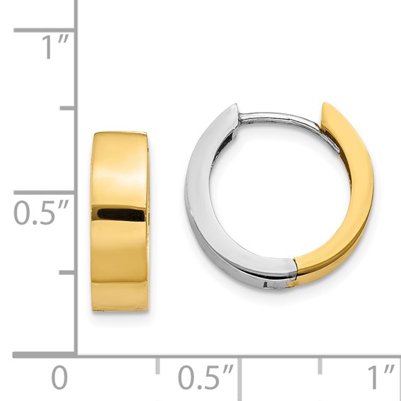 14k Two-tone Round Hinged Hoop Earrings