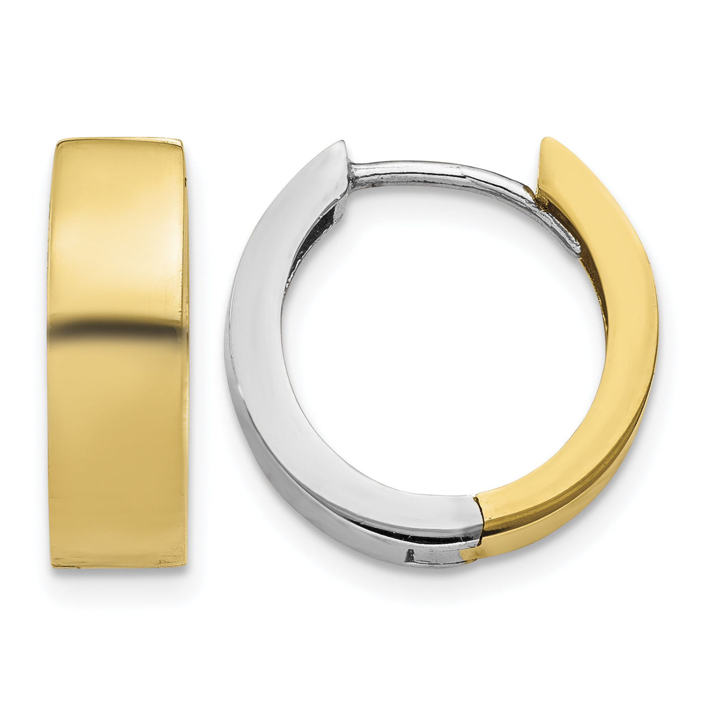 14k Two-tone Round Hinged Hoop Earrings (TM601)