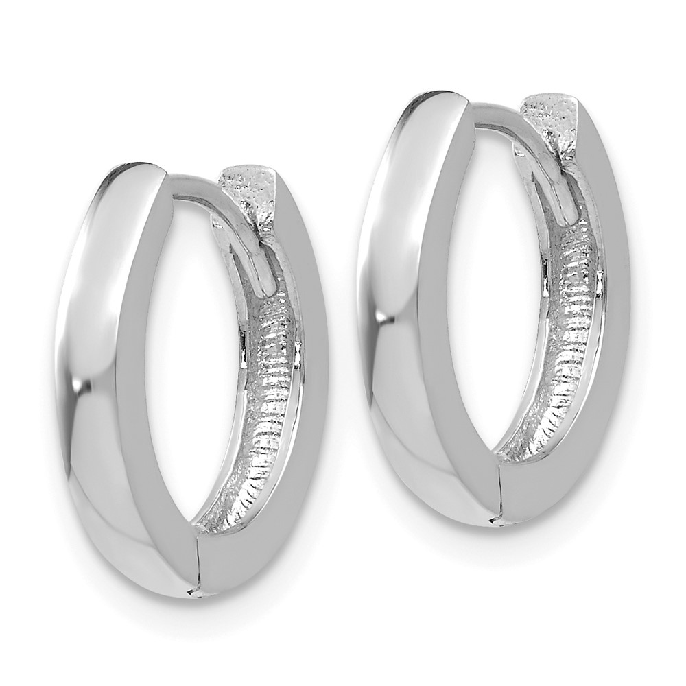 14k White Gold Round Hinged Hoop Earrings (TM606)