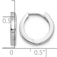 14K White Gold Round Hinged Hoop Earrings view 4