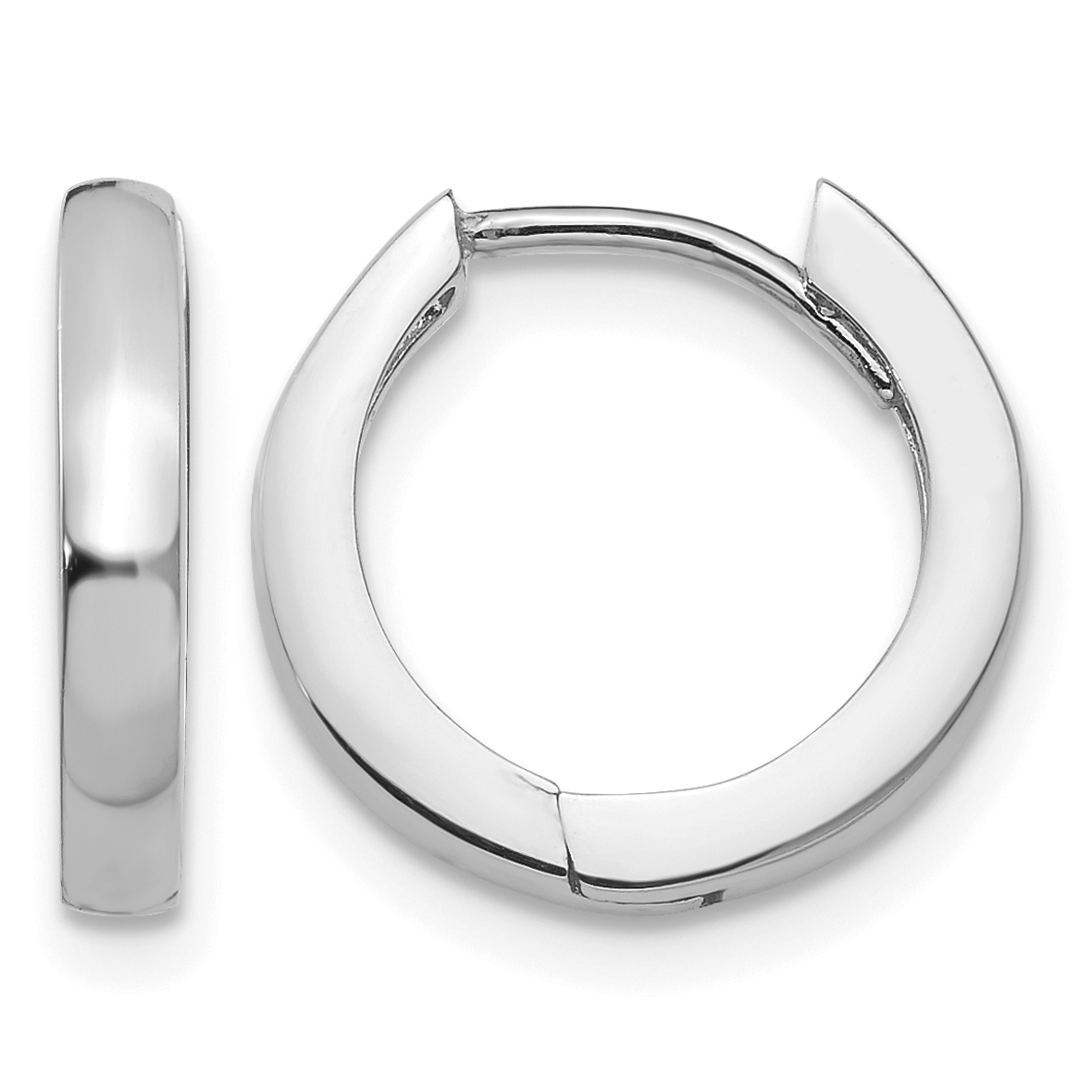14k White Gold Round Hinged Hoop Earrings (TM606)