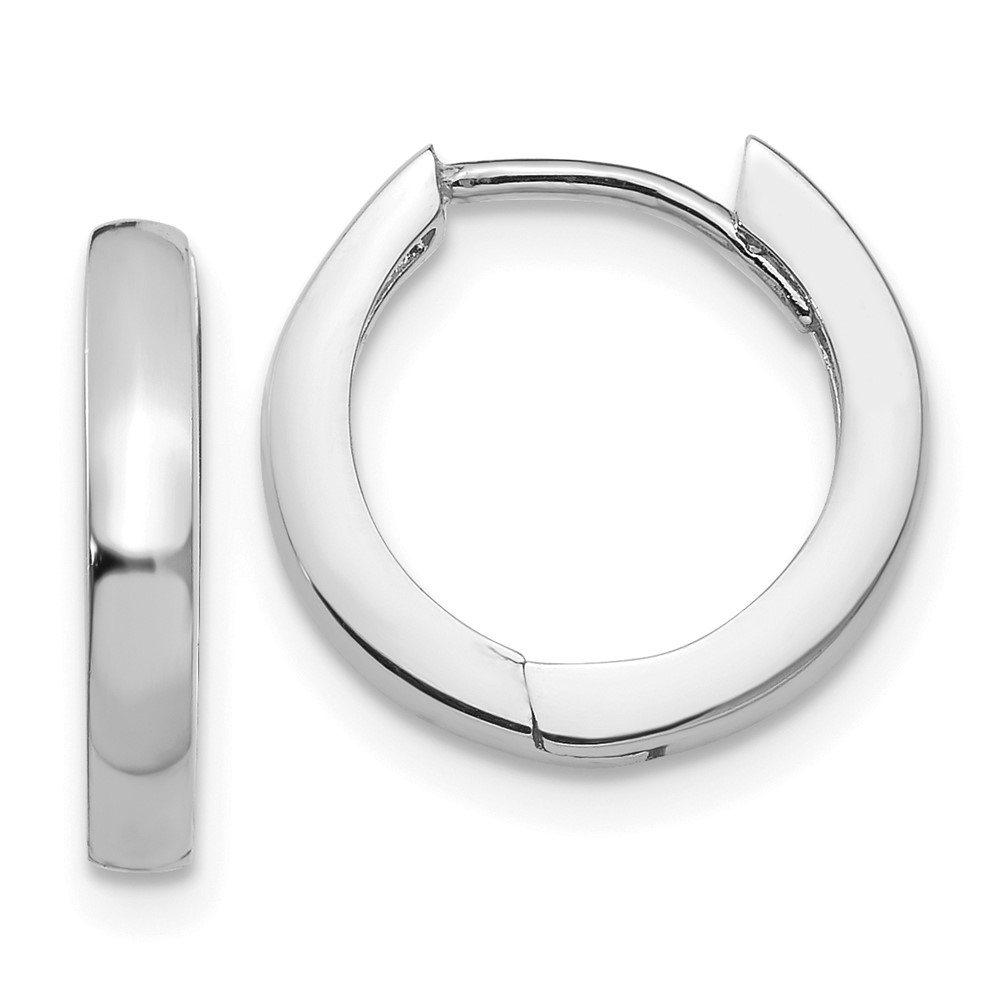 14k White Gold Round Hinged Hoop Earrings