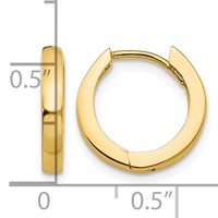 14K Yellow Gold Round Hinged Hoop Earrings view 4