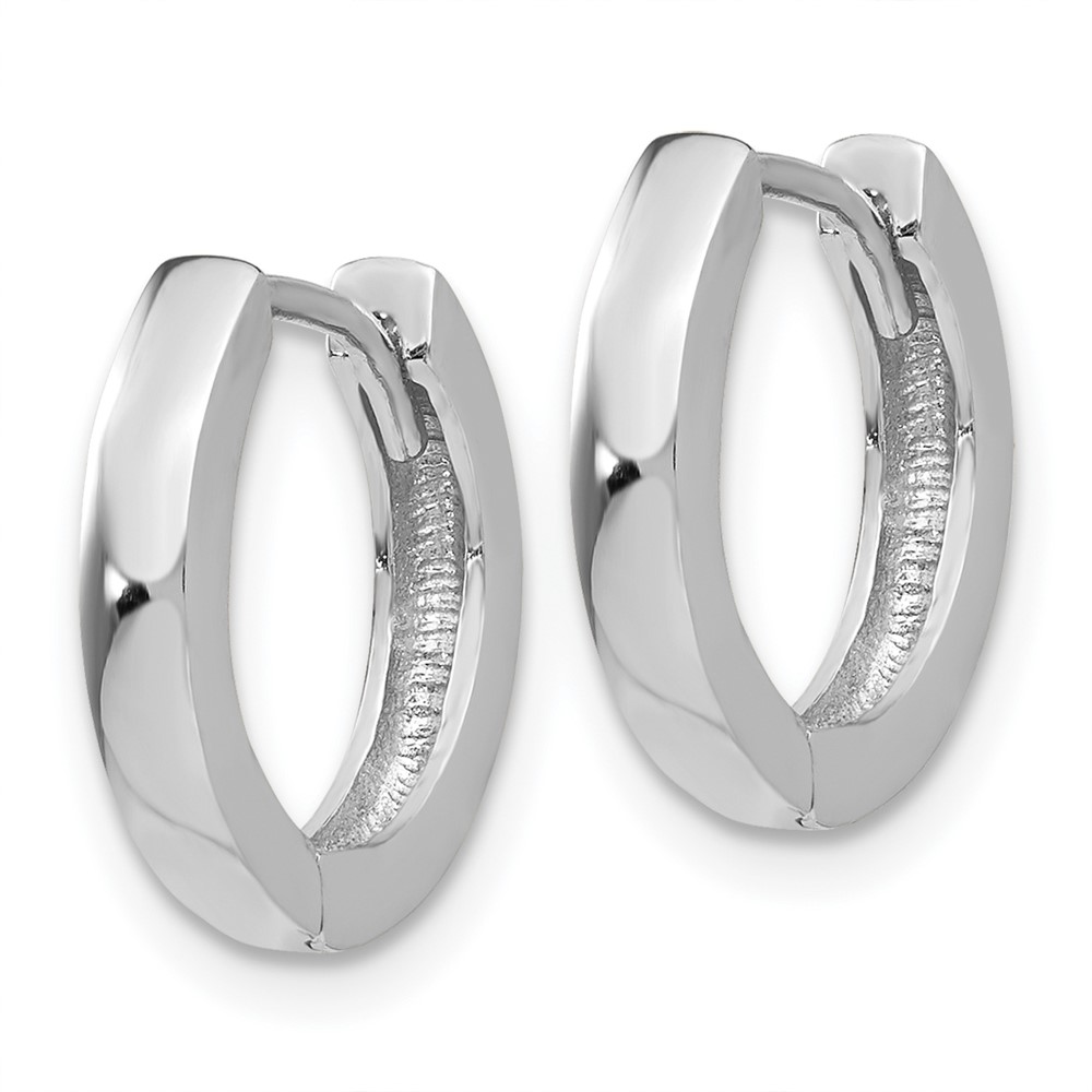 14k White Gold Round Hinged Hoop Earrings (TM608)