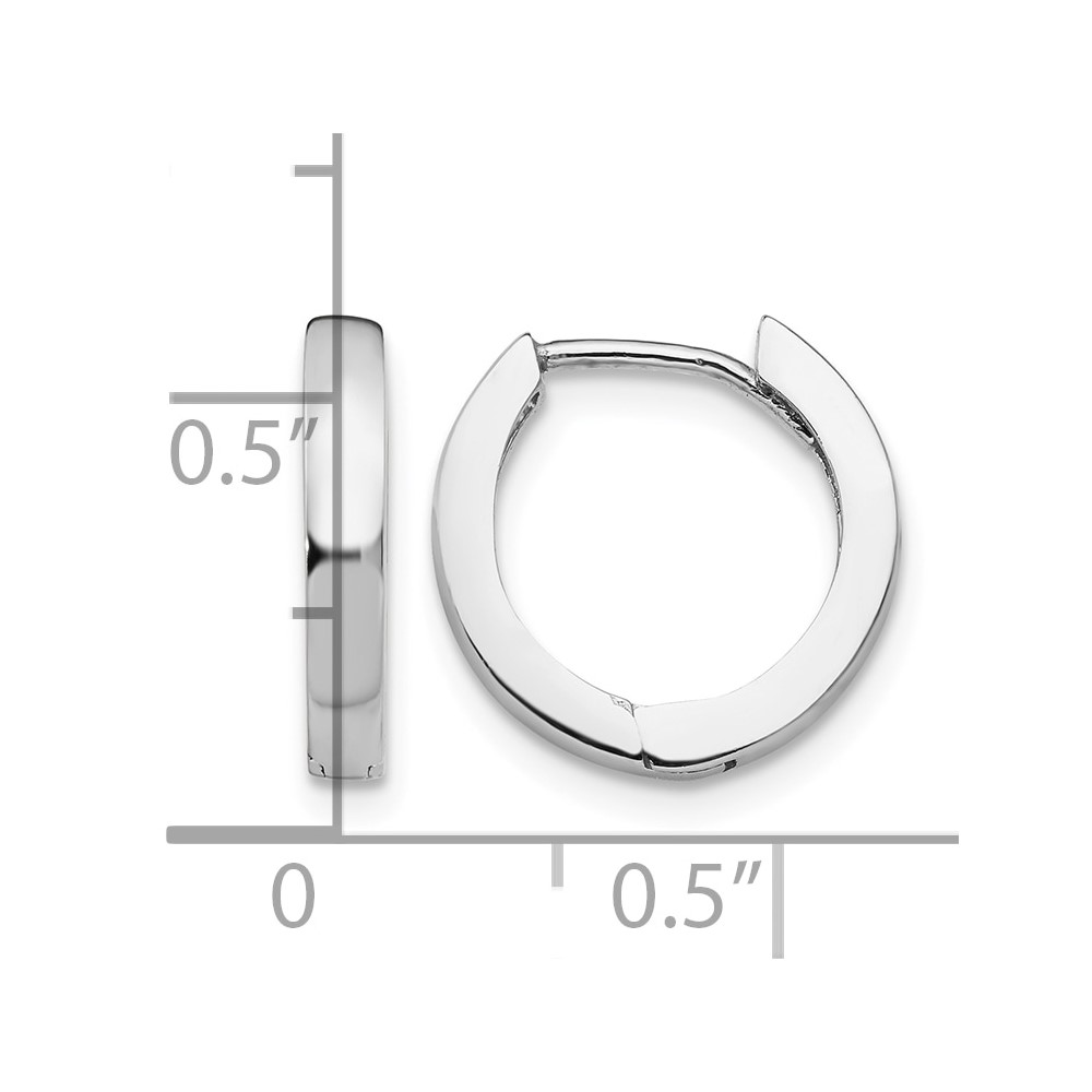 14k White Gold Round Hinged Hoop Earrings (TM608)