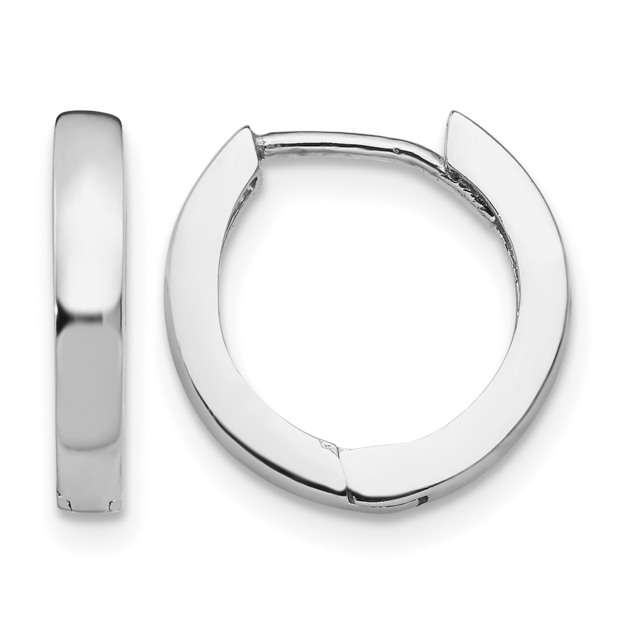 14k White Gold Round Hinged Hoop Earrings (TM608)