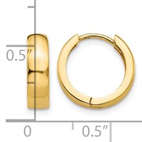 14K Yellow Gold Round Hinged Hoop Earrings view 4